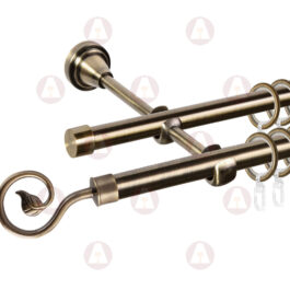 Карниз 2-рядный «Завиток одинарный» D16 Гладкая Антик