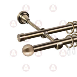 Карниз 2-рядный «Заглушка шар малый» D16 Гладкая Антик