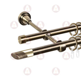 Карниз 2-рядный «Скос 2-х цвет.» D16 Гладкая Антик / Золото