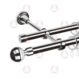 Карниз 2-рядный «Шар рифленый» D16 Гл / Гл Хром