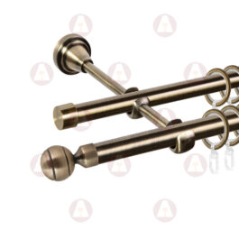 Карниз 2-рядный «Шар рифленый» D16 Гладкая Антик