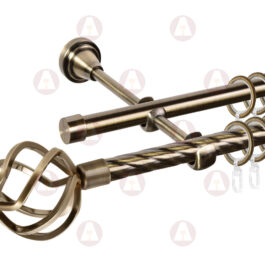 Карниз 2-рядный «Булава» D16/16 (труба крученая/гладкая) Антик