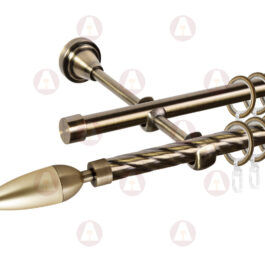 Карниз 2-рядный «Бутон» D16/16 (труба крученая/гладкая) Антик/ Золото
