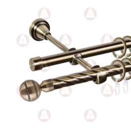 Карниз 2-рядный «Денвер» D16/16 (труба крученая/гладкая) Антик