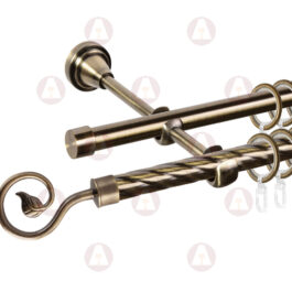 Карниз 2-рядный «Завиток одинарный» D16/16 (труба крученая/гладкая) Антик