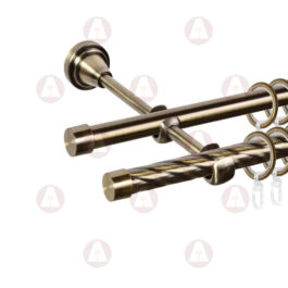 Карниз 2-рядный «Заглушка плоская» D16/16 (труба крученая/гладкая) Антик