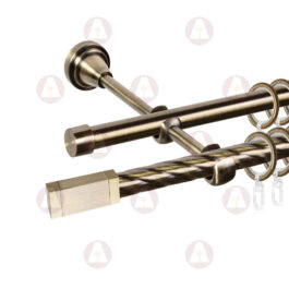 Карниз 2-рядный «Квадро» D16/16 (труба крученая/гладкая) Антик