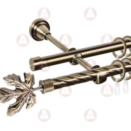 Карниз 2-рядный «Клён» D16/16 (труба крученая/гладкая) Антик