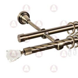 Карниз 2-рядный «Корона» D16/16 (труба крученая/гладкая) Антик