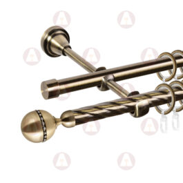 Карниз 2-рядный «Кортеза» D16/16 (труба крученая/гладкая) Антик