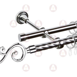 Карниз 2-рядный «Лоза» D16 Кр / Гл Хром