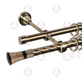 Карниз 2-рядный «Люксор» D16/16 (труба крученая/гладкая) Антик/ Чёрный