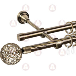 Карниз 2-рядный «Метеор» D16/16 (труба крученая/гладкая) Антик