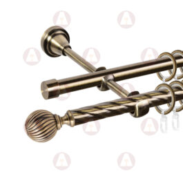 Карниз 2-рядный «Орион» D16/16 (труба крученая/гладкая) Антик