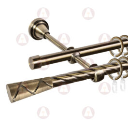 Карниз 2-рядный «Трапеция» D16/16 (труба крученая/гладкая) Антик