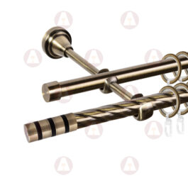 Карниз 2-рядный «Тристан» D16/16 (труба крученая/гладкая) Антик/ Чёрный