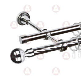 Карниз 2-рядный «Шар рифленый» D16 Кр / Гл Хром