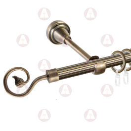 Карниз 1-рядный «Завиток одинарный» D16 Рифленая Антик