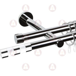 Карниз 2-рядный «Валес» D19 Гладкая Хром / Белый