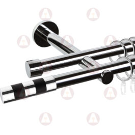 Карниз 2-рядный «Валес» D19 Гладкая Хром / Чёрный