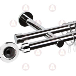 Карниз 2-рядный «Голбикс» D19 Гладкая Хром / Чёрный