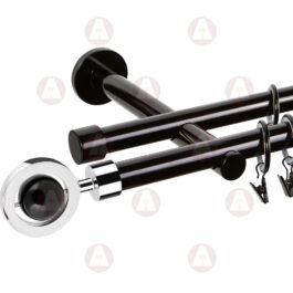 Карниз 2-рядный «Голбикс» D19 Гладкая Чёрный/ Хром