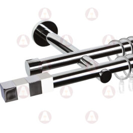 Карниз 2-рядный «Магнум» D19 Гладкая Хром / Белый