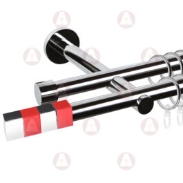 Карниз 2-рядный «Магнум» D19 Гладкая Хром / Красный