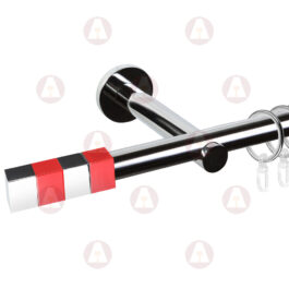 Карниз 1-рядный «Магнум» D19 Гладкая Хром / Красный