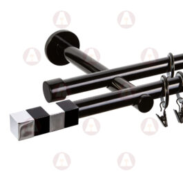 Карниз 2-рядный «Магнум» D19 Гладкая Чёрный/ Хром