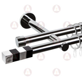 Карниз 2-рядный «Магнум» D19 Гладкая Хром / Чёрный