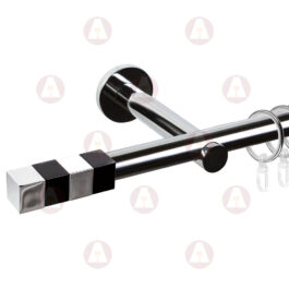 Карниз 1-рядный «Магнум» D19 Гладкая Хром / Чёрный