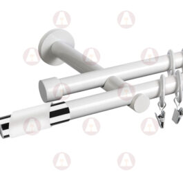 Карниз 2-рядный «Париж» D19 Гладкая Белый/ Хром