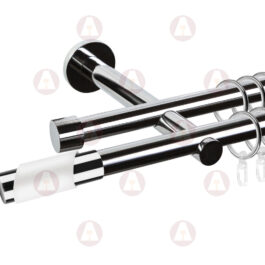 Карниз 2-рядный «Париж» D19 Гладкая Хром / Белый