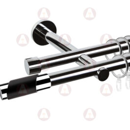 Карниз 2-рядный «Париж» D19 Гладкая Хром / Чёрный