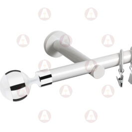 Карниз 1-рядный «Шар» D19 Гладкая Белый/ Хром