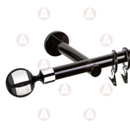 Карниз 1-рядный «Шар» D19 Гладкая Чёрный/ Хром