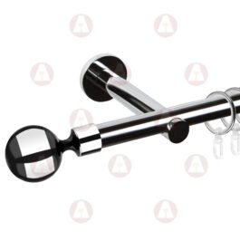 Карниз 1-рядный «Шар» D19 Гладкая Хром / Чёрный