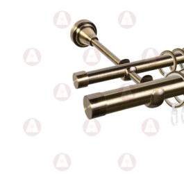 Карниз 2-рядный «Заглушка плоская» D25/16 (труба гладкая/гладкая) Антик