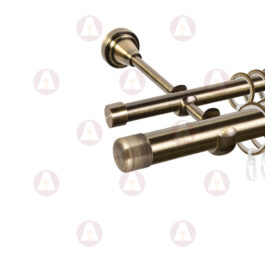 Карниз 2-рядный «Заглушка закругленная» D25/16 (труба гладкая/гладкая) Антик