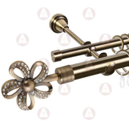 Карниз 2-рядный «Ромилда» D25/16 (труба гладкая/гладкая) Антик