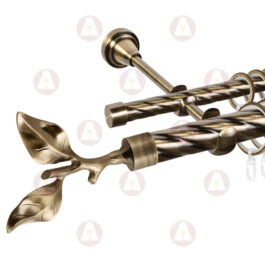 Карниз 2-рядный «Лист розы» D25 Кр / Кр Антик